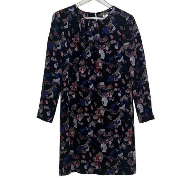 100% Silk | Pippa | Long Sleeved Midi Shift Dress | Black Abstract Pattern | 6 - Picture 2 of 12